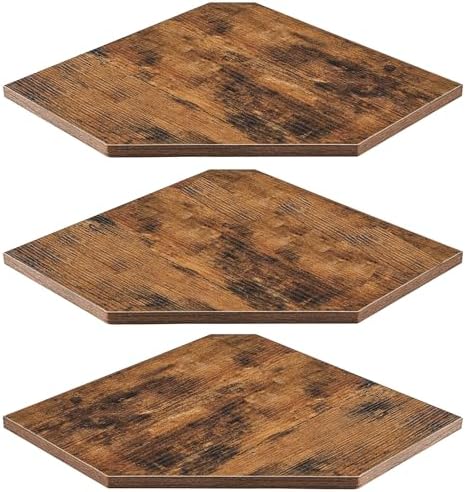 SUYU Set of 3 Floating Corner Shelves, 11.8" Rustic Wood Corner Shelf Wall Mounted, L-Shaped Corner Wall Shelf for Bathr