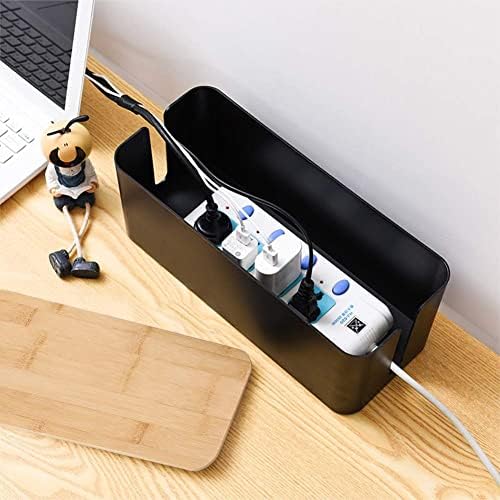 Cable Management Box, 2 Pack Bamboo Lid Large Storage Wires Organizer Holder for Home, Desk, TV, Computer, USB Hub - to 