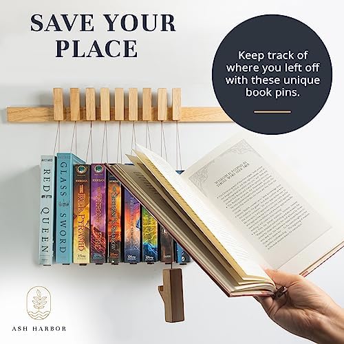 Ash Harbor Wall Book Organizers Hanging Pins - Extra Pins for Floating Shelves Wall Mounted, Extra Hardwood Hanging Pins