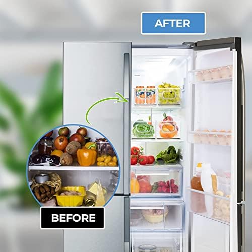 Emagoods Clear Storage Bins with Handles - Stackable Closet Organizers Pantry Organization BPA Free Fridge Organizer Set