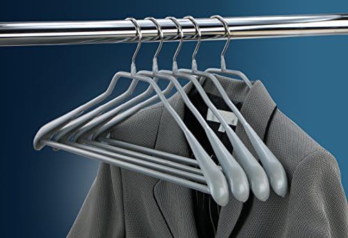 Mawa by Reston Lloyd BodyForm Series Non-Slip Space-Saving Clothes Hanger with Bar for Pants, 16-1/2", Style 42/LS, Set of 6, Silver