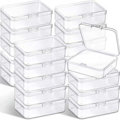 Jetec 18 Pieces Small Clear Plastic Storage Box, 2.9 x 2.9 x 1 Inch