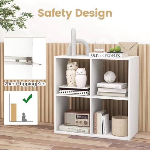 4 Cube Storage Organizer, 2 Tier Floor Standing Bookcase