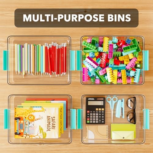 SpaceAid 6 Qt Plastic Storage Bins with Lids, Clear Sensory Bin Craft Organizers and Storage, Stackable Art Containers f