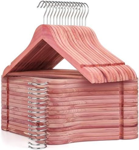 TOPIA HANGER American Red Cedar Wooden Clothes Hangers for Closet 30 Pack