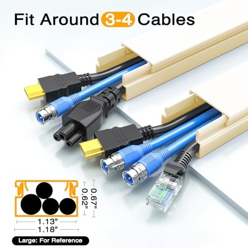Delamu 157in Cord Hider, Cord Cover Wall Cable Management, Paintable Wire Cover for Cords, Cable Hider Raceway Kit, Cabl