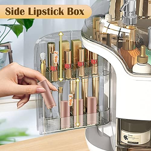 Makeup & Skincare Organizer Box for Countertop with Lid & Drawers, White