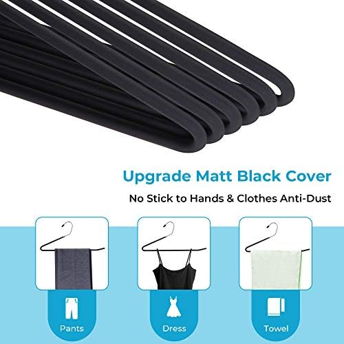 JS HANGER Non Slip Pants Hangers 20 Pack Open Ended Easy Slid Slacks Hangers, Durable Anti-Rust Space Saving Metal Jeans Hanger, Chrome and Black Friction