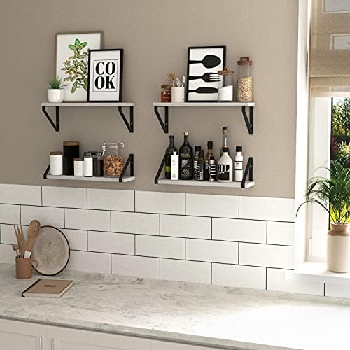 Wallniture Ponza 17'' x 4.5'' Floating Wall Shelf Bathroom, Small Wood Book Shelves for Wall Storage, Wall Mounted Shelf