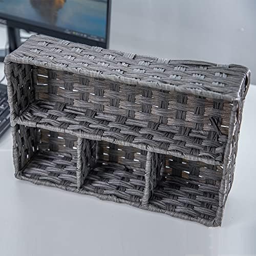 Toilet Paper Basket for Tank Topper,Woven Storage Box Cube Basket Bin Container, Shelf Cabinet(Grey 1pc) (14.17''L x 9.4