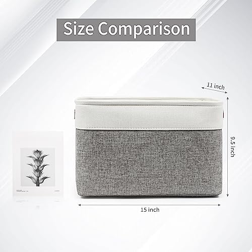 Bagnizer Storage Bins Large Fabric Storage Baskets for Shelves 3 Pack, Decorative Linen Closet Baskets with Handles for 