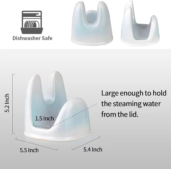 Nihow Ceramic Pot Lid Holder While Cooking for Kitchen Counter/Stove Top | Catch Water & Oil Drips,Stable & Secure,Heat Resistant,Easy to Clean & Dishwasher Safe,Space-Saving,Multi-Purpose Holder