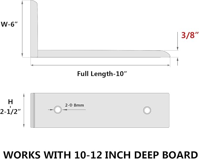 NEODROP 2-Pack 10 Inch Countertop Support Brackets, Heavy Duty L Brackets for Quartz/Wood/Laminate/Granite Countertops | 3/8" Thick Metal Steel | Frosted Black Powder Coated