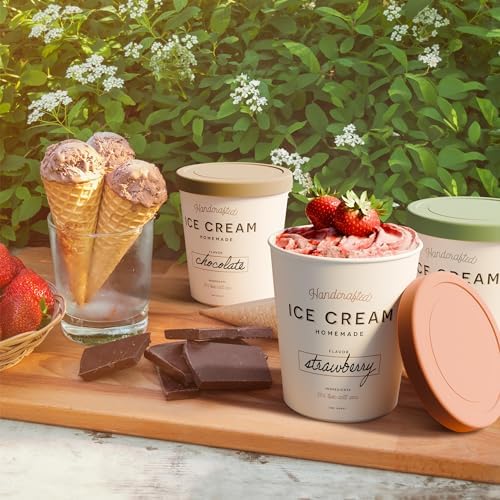 ZICOTO Set of 3 Reusable Ice Cream Containers 1 Quarts ea. with Lids