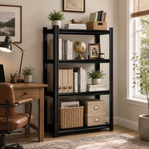 Metal Bookshelf, 5 Tier Adjustable Bookcase with Bolt-Free Storage Shelves