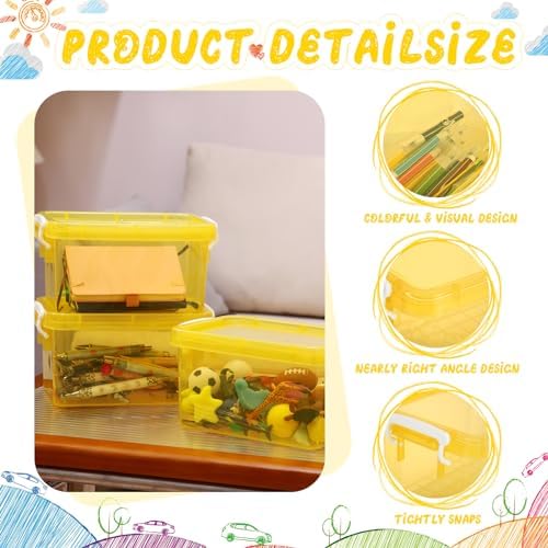 Wenqik 6 Pack Colorful Plastic Storage Bins with Lids, Yellow