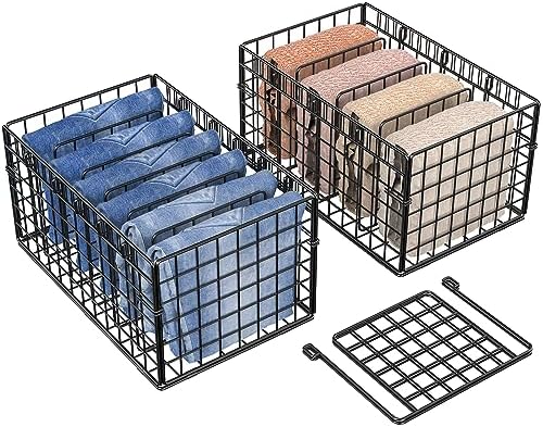 Retreat & Renew 2 Pack Metal Wardrobe Clothes Organizer,Drawer Organizers for Clothing,Closet Separation Storage Box for
