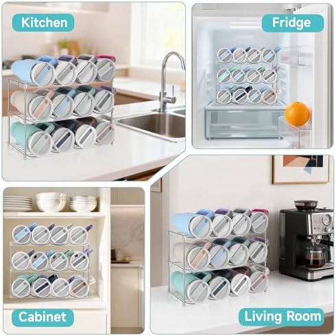 Stackable Water Bottle Organizer Large Compartment Water Bottle Holder