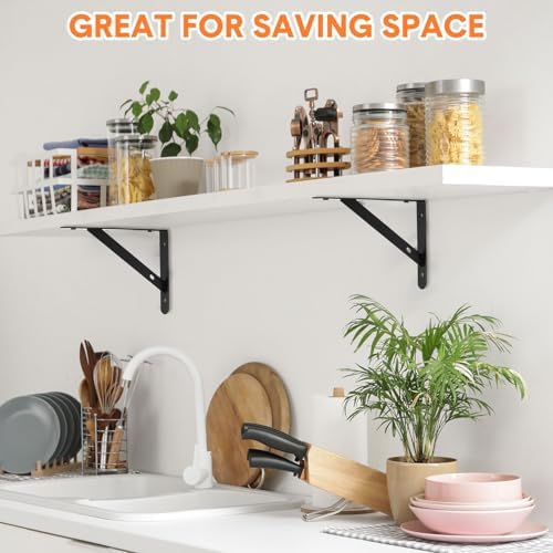 Nuogo 20 Pcs 8" L X 5" H Metal Shelf Brackets L Shape Bulk with Hardware