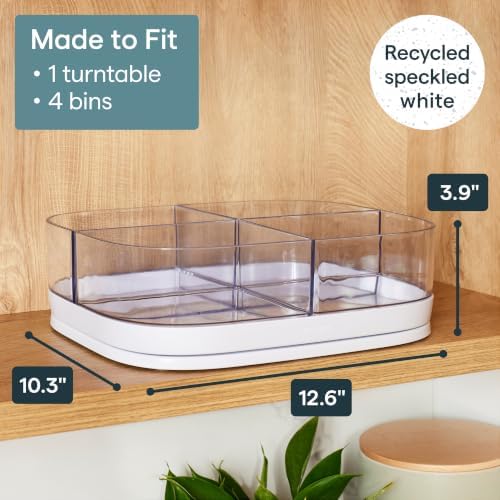 YouCopia MagicTrack Turntable with 4 Bins, Rectangle Lazy Susan Organizer