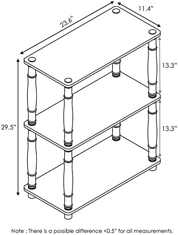 Furinno TURN-N-TUBE Storage Shelves, 3-Tier Book Shelf, Corner Shelf, Toolless Open Shelves, for Organization and Storag