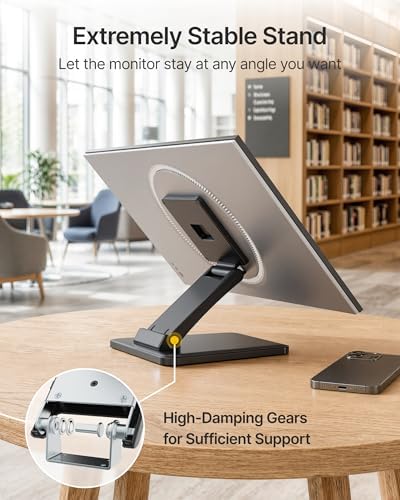 monTEK Low Profile Monitor Stand, Foldable 75/100VESA, 17-27 Inch, Portable