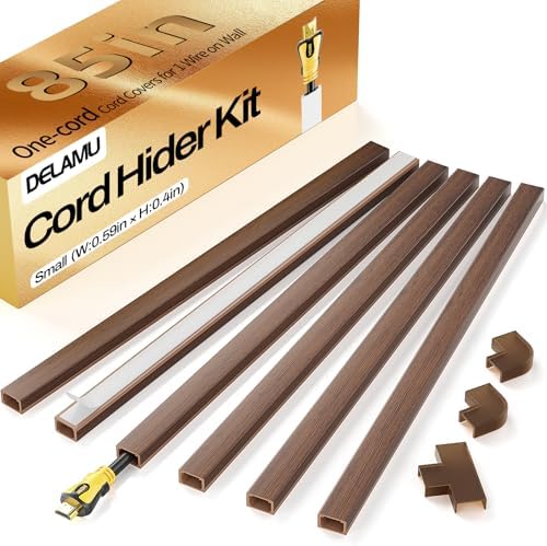 Delamu Cord Hider, 85in Cord Covers for 1 Wire on Wall, One-Cord Cable Hider, Easy Mount Wire Hiders Wire Covers for TV 