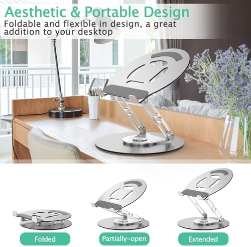 Laptop Stand for Desk Adjustable Computer Stand with 360 Rotating Base Ergonomic Laptop Riser Mount for Desk Foldable Pr