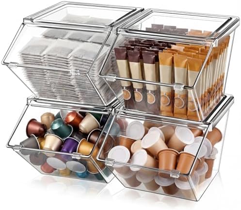 Yerliker 4 Pcs Clear Stackable Storage Bins with Lids, Extra Large