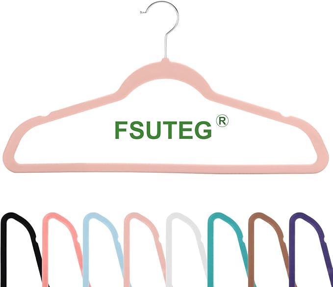 Velvet Clothes Hangers (50 Pack) Heavy Duty Durable Suit Hanger Vibrant Color Hangers Lightweight Space Saving Coat Hangers for Closet -Blush Pink