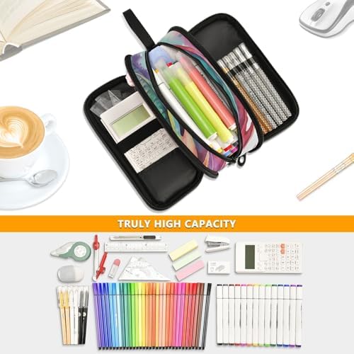 Watercolor Dragon Pencil Case Box Boys Girls Large Pencil Pouch with Zipper Compartments Big Capacity Stationery Pen Bag Organizer for Kids Teens Adults School Office