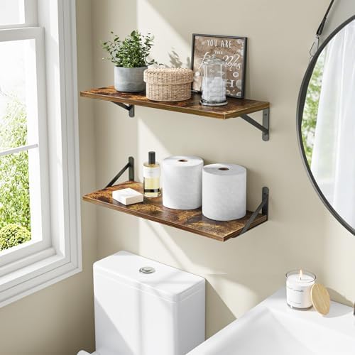 Fixwal 2pcs 10 in Deep Floating Shelves for Wall (Brown, 23.6" L)