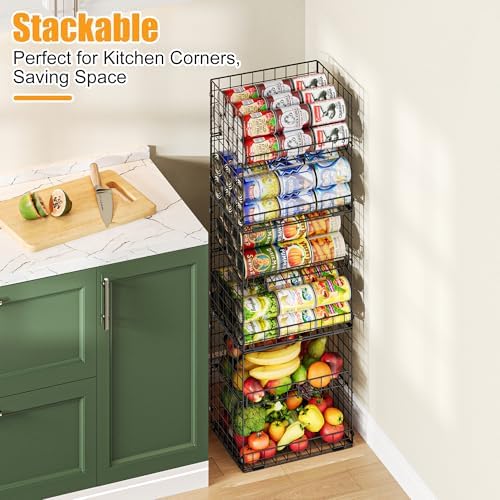 JKsmart 6-Tier XXL Stackable Wire Basket, Snack Organizer for Countertop