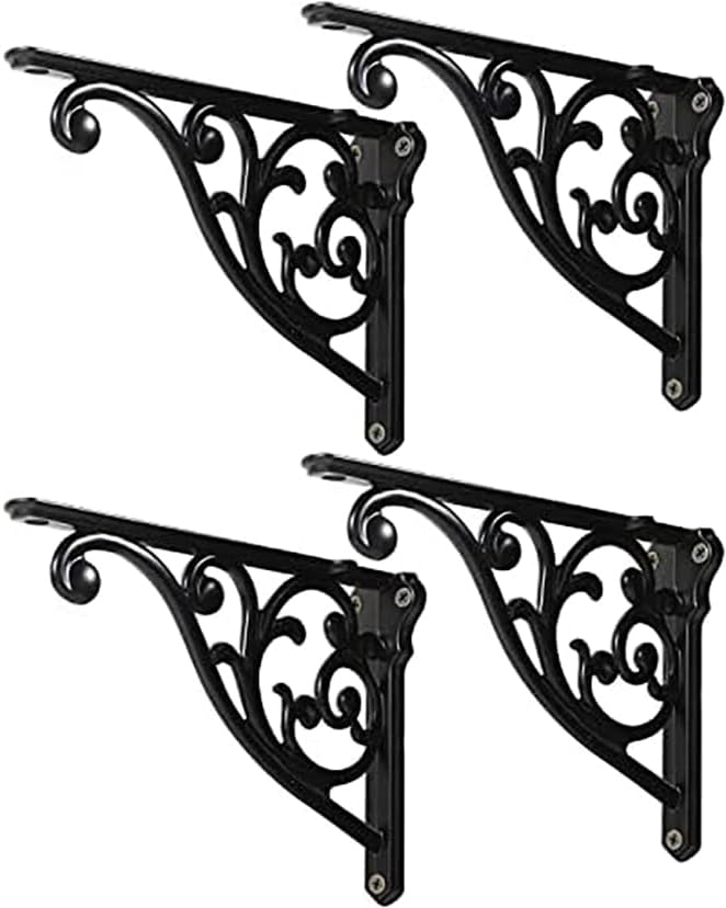 Shelf Brackets 6 Inch 4 Pack Heavy Duty Black Wall Bracket Victorian Kitchen Decorative Rack Shelves, Shelf Bracket Avai
