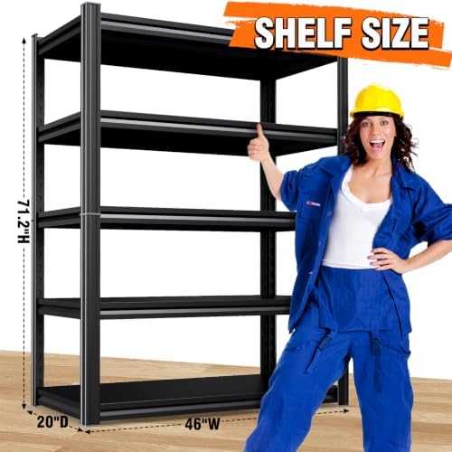 72''H 45''W 20" D Storage Shelves Garage Shelving,Adjustable 5 Tier Utility Steel Shelf, Heavy Duty Metal Shelving, Shel