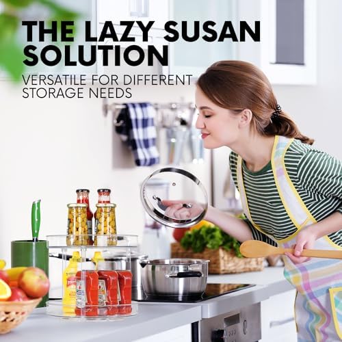 Clear Lazy Susan Organizer, Rotating Kitchen Pantry Organization and Storage, Medicine Cabinet Organizer, Lazy Susan Tur