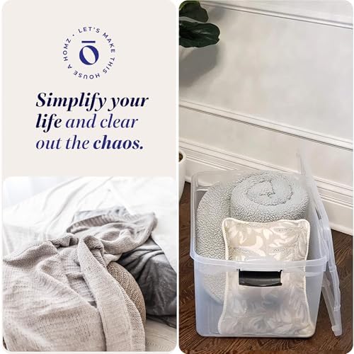 HOMZ Clear Plastic Storage Bins w/Latching Lid, 66 Qt, Gray Latch, 2 Pack