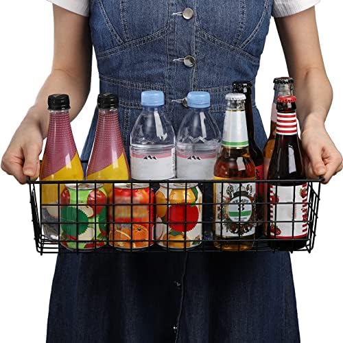 Hedume 3 Pack Metal Wire Storage Organizer Basket, 16.2" x 6.3" x 4.4" Bin Basket with Handles, Versatile Organizer for 