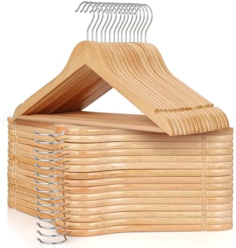 TOPIA HANGER Wooden Hangers 30 Pack, Wood Clothes Hanger Natural