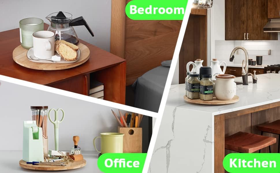10 Inch Bamboo Lazy Susan Organizer Turntable for Kitchen Cabinet Table Refrigerator Lazy Susans Spice Rack for Pantry C