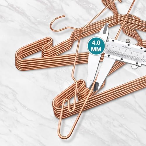 Rose Gold Metal Hangers, Heavy Duty Clothes Hangers with Non-Slip Grooves, Slim Space Saving Coat Hangers - 40 Pack Rose Gold