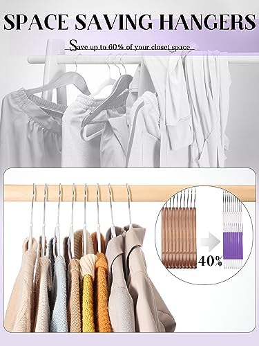 HOUSE DAY Slim Plastic Hangers 100 Pack, Non Slip Purple Clothes Hangers