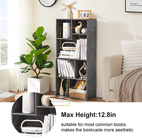 VECELO Wide Kids Staggered 7-Cube Bookshelf,Extra Large Freestanding Open Storage Organizer with Multi-Size Compartments