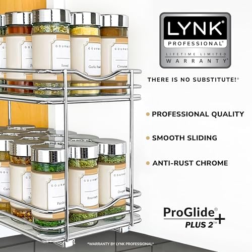 LYNK PROFESSIONAL® Pull Out Spice Organization for Cabinets - 6-3/8 inch Wide – Spice Rack for Inside Cabinets, Slide Ou