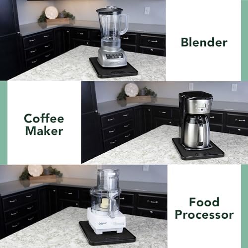 Nifty Small Appliance Rolling Tray - Black, Home Kitchen Counter Organizer, Integrated Rolling System, Non-Slip Pad Top 