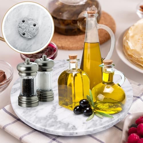 Marble Lazy Susan, 12" Cake Turntable for Decorating, Natural Marble Cake Stand Turntable Baking Supplies for Displaying