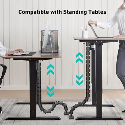 Heavy Duty Screw-in Cable Management Spine, 4-Channel Under Desk Vertebrae Cord Organizer for Wood & Laminate Standing D