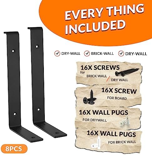BATODA 12" Z Shelf Brackets with Lip for 11.25" Boards, Heavy Duty, Pack 8