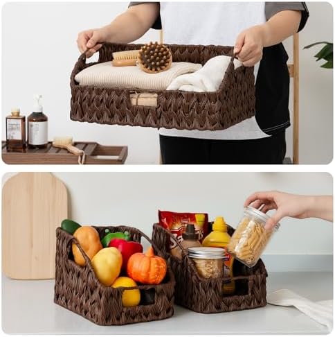 GRANNY SAYS Wicker Baskets for Organizing, Waterproof Basket for Shelves