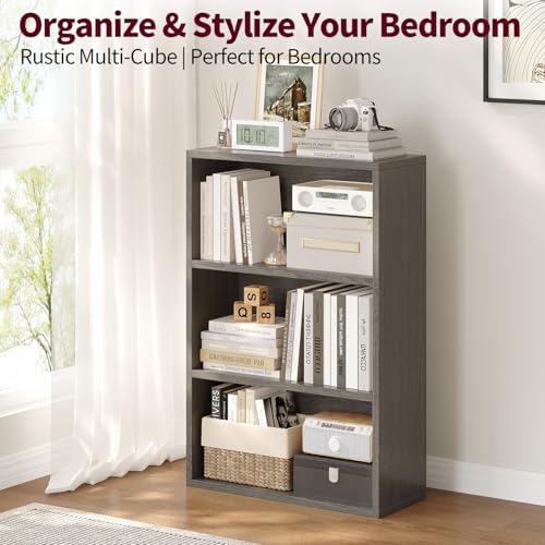 ALISENED 3-Tier Bookshelf, 23.6 × 9.4 × 35.2in, Small Bookshelf